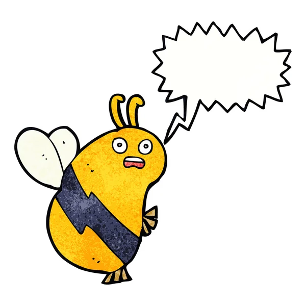 Drôle de dessin animé abeille avec bulle de parole — Image vectorielle