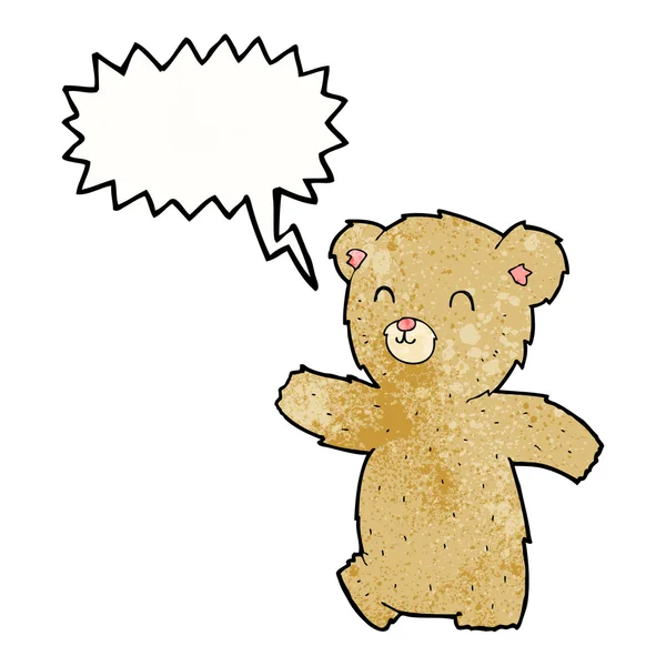 Lindo oso de peluche de dibujos animados con burbuja de habla — Archivo Imágenes Vectoriales