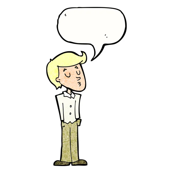 Cartoon calm man with speech bubble — Stock Vector