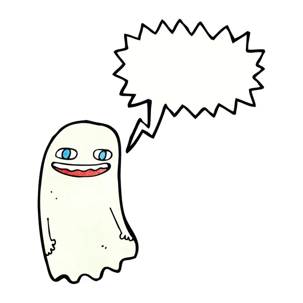 Funny cartoon ghost with speech bubble — Stock Vector