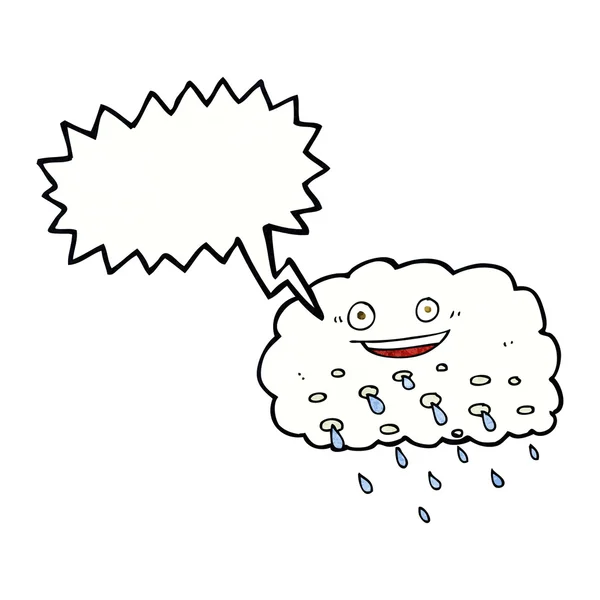 Cartoon regen wolk met spraakbel — Stockvector