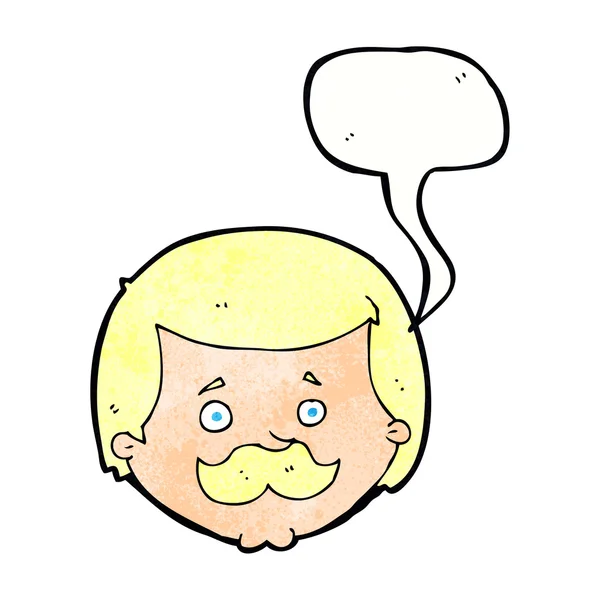 Cartoon man met snor met spraakbel — Stockvector