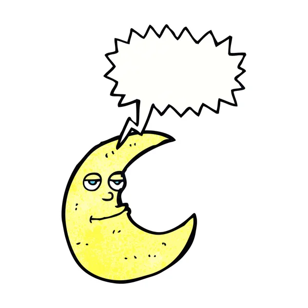 Счастливая луна-мультик с пузырем речи — стоковый вектор