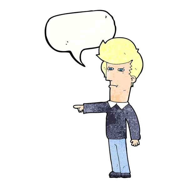 Γελοιογραφία άνθρωπος κατηγορώντας με φούσκα ομιλία — Διανυσματικό Αρχείο