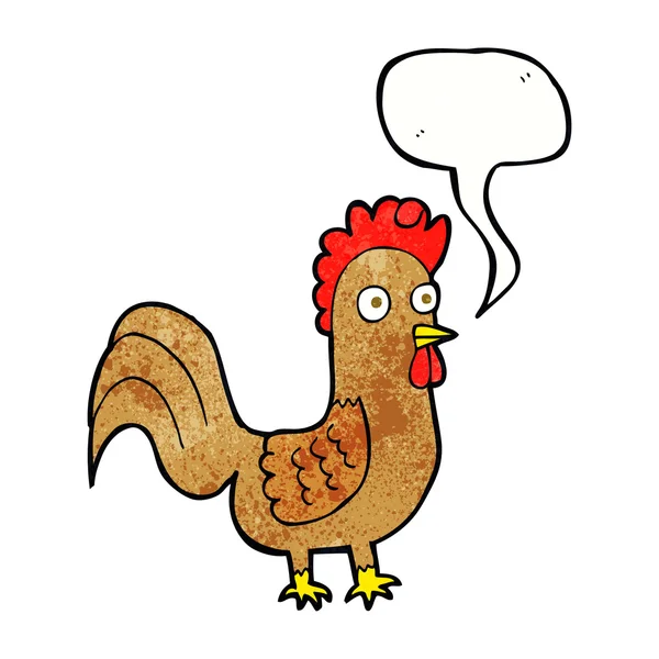 带有言语泡沫的卡通公鸡 — 图库矢量图片
