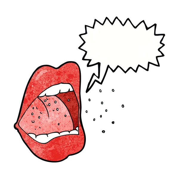 Tecknad nysningar mun med tal bubbla — Stock vektor
