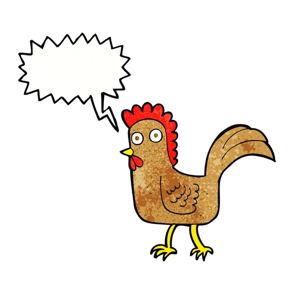 Cartoon chicken with speech bubble — Stock Vector