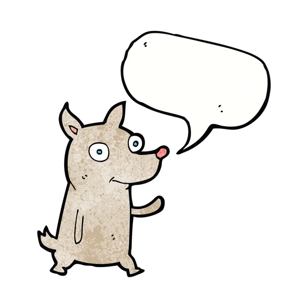 Dessin animé petit chien agitant avec bulle de parole — Image vectorielle