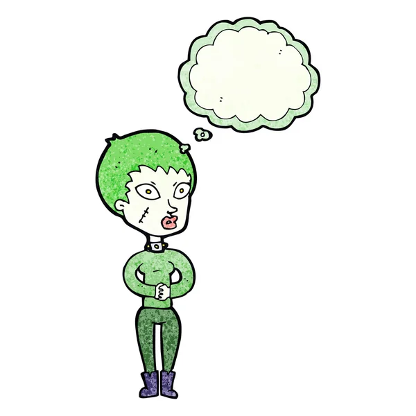 Cartoon zombie meisje met spraak zeepbel — Stockvector