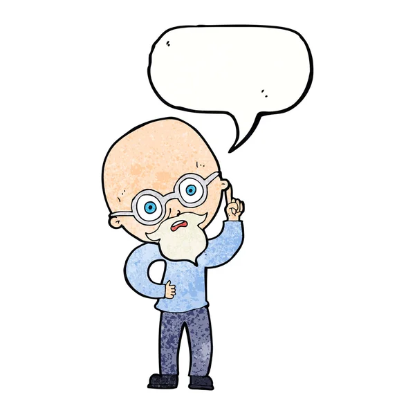 Καρτούν γέρος με φούσκα ομιλία — Διανυσματικό Αρχείο
