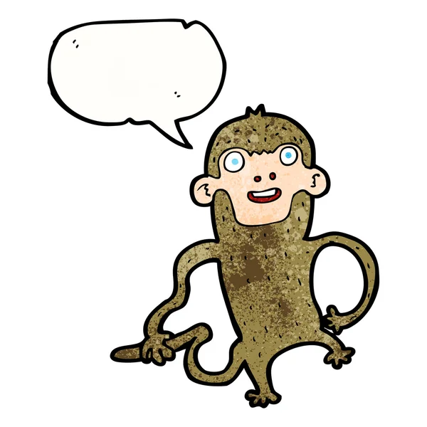 Mono de dibujos animados con burbuja de habla — Vector de stock