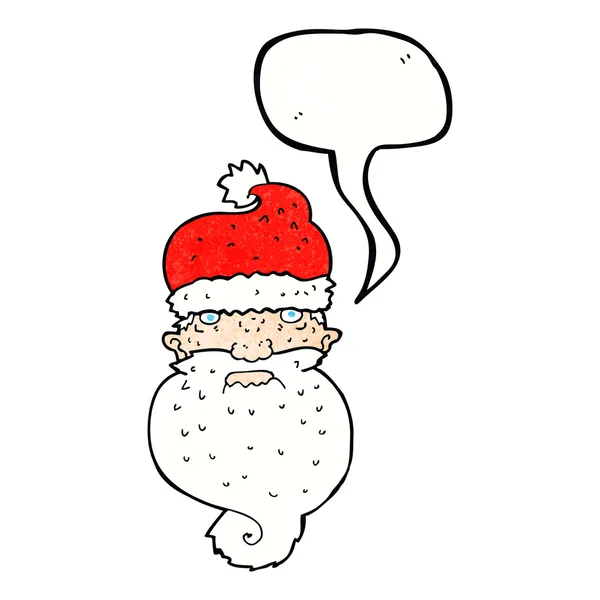 Dessin animé sombre visage de Père Noël avec bulle de parole — Image vectorielle