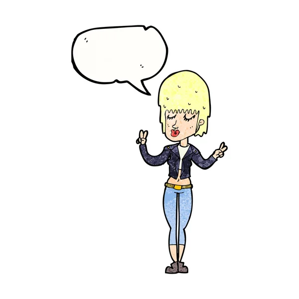 Desenho animado menina legal com bolha de fala — Vetor de Stock