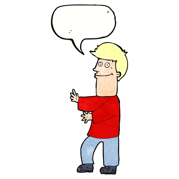 Cartoon man gebaren met spraakbel — Stockvector