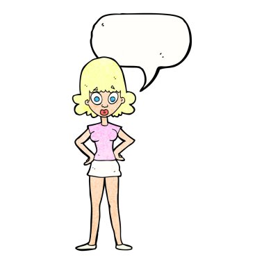 Karikatür, konuşma balonlu kadını şaşırttı.