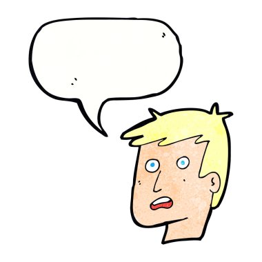 Konuşma baloncuğu olan mutsuz bir çizgi film.