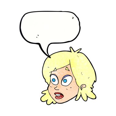 Konuşma baloncuğu ile şaşırmış kadın yüzü