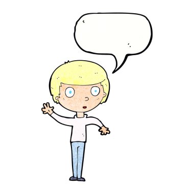 Konuşma baloncuğu olan çizgi film çocuğu.