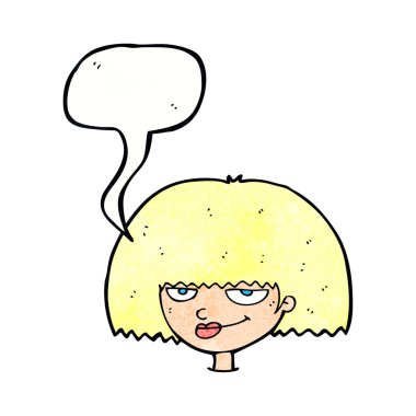 Konuşma baloncuğu olan kötü kadın yüzü