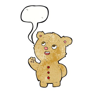 Konuşma baloncuklu sevimli oyuncak ayı.