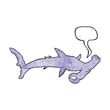 Konuşma baloncuğu olan çekiç başlı köpekbalığı.