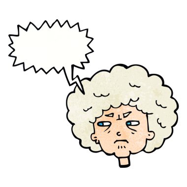 çizgi film acı yaşlı kadınla konuşma balonu