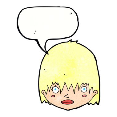 karikatür konuşma balonu ile bakan kadın