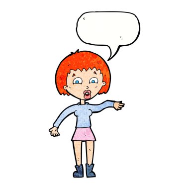 Karikatür, konuşma balonlu kadını şaşırttı.