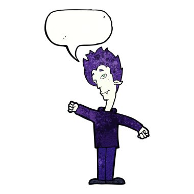 Konuşma baloncuğu olan bir vampir.