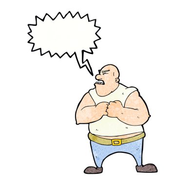 Konuşma baloncuğu olan vahşi bir adam.