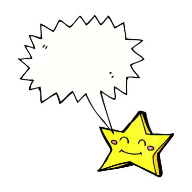 Konuşma balonlu mutlu yıldız karakteri