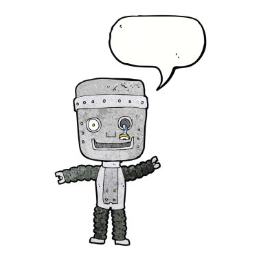 Konuşma baloncuklu komik robot.