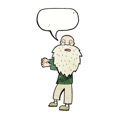 karikatür konuşma balonu ile yaşlı adam sakallı
