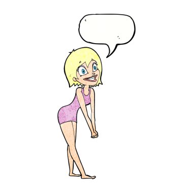 çizgi film heyecanlı kadın ile konuşma balonu