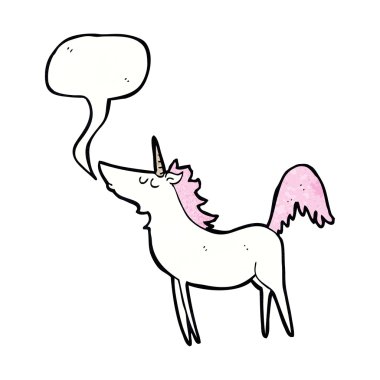 Konuşma baloncuklu tek boynuzlu at.