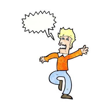 Çizgi filmci konuşma baloncuğuyla panikliyor.