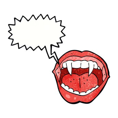Konuşma baloncuklu çizgi vampir ağzı.