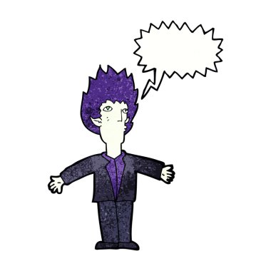 Konuşma balonu olan çizgi film vampiri.