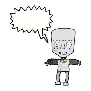 Konuşma baloncuklu çizgi film robotu
