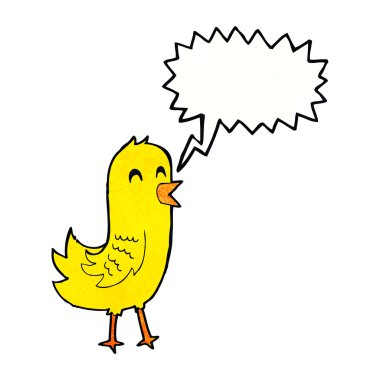 çizgi film mutlu kuş konuşma balonu ile