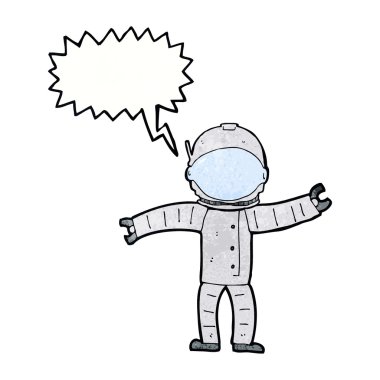 Konuşma balonu olan bir astronot.