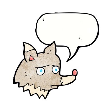 Konuşma balonlu mutsuz kurt çizgi filmi.