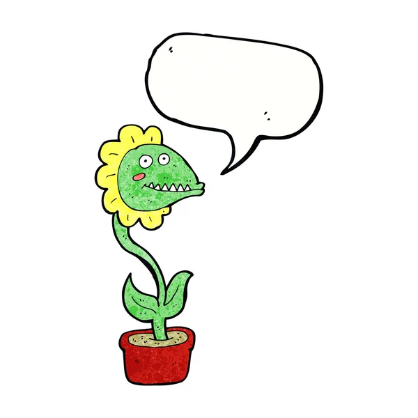 Cartoon monster plant met spraakbel — Stockvector