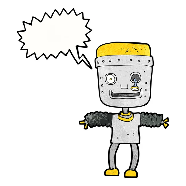 Robô dos desenhos animados com bolha de fala — Vetor de Stock