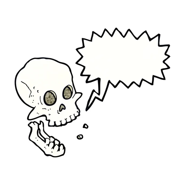 Caricature crâne riant avec bulle vocale — Image vectorielle