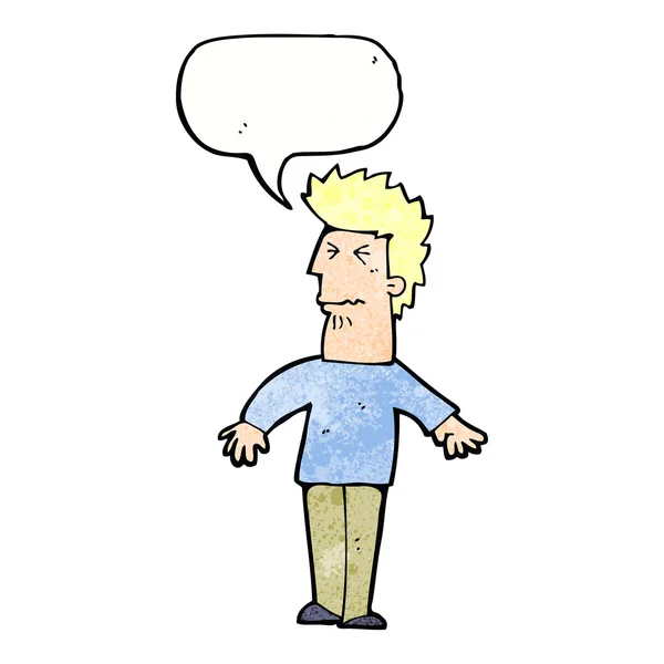 Hombre de dibujos animados estresado con burbuja del habla — Archivo Imágenes Vectoriales