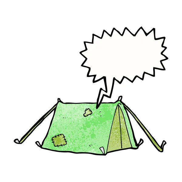 Tecknad traditionell tält med pratbubbla — Stock vektor