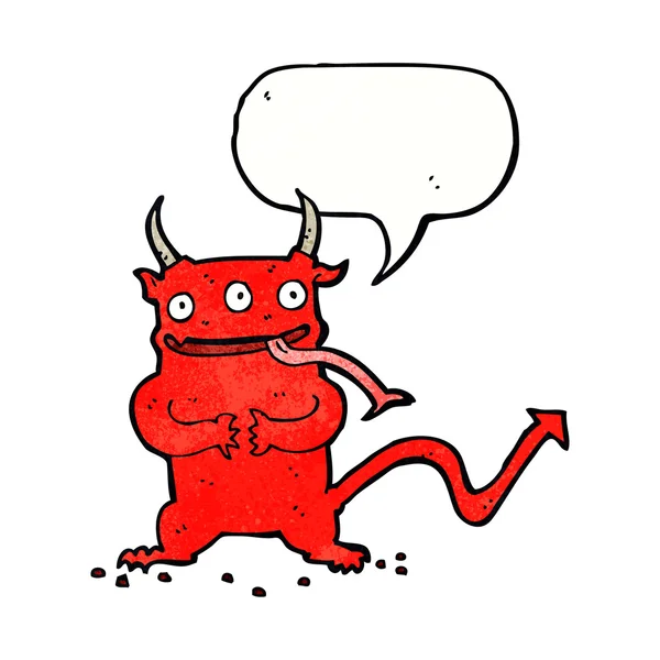 Pequeño demonio de dibujos animados con burbuja de habla — Archivo Imágenes Vectoriales