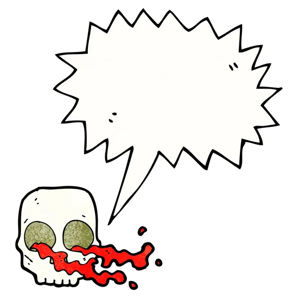 Dessin animé crâne brut avec bulle de parole — Image vectorielle