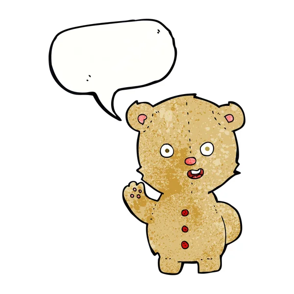 Oso de peluche de dibujos animados con burbuja de habla — Vector de stock